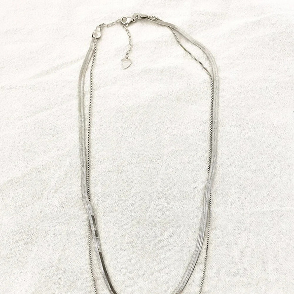 925 Sterling Silver Layer Snake Chain Necklace Minimalist Necklace - Picture 3 of 4